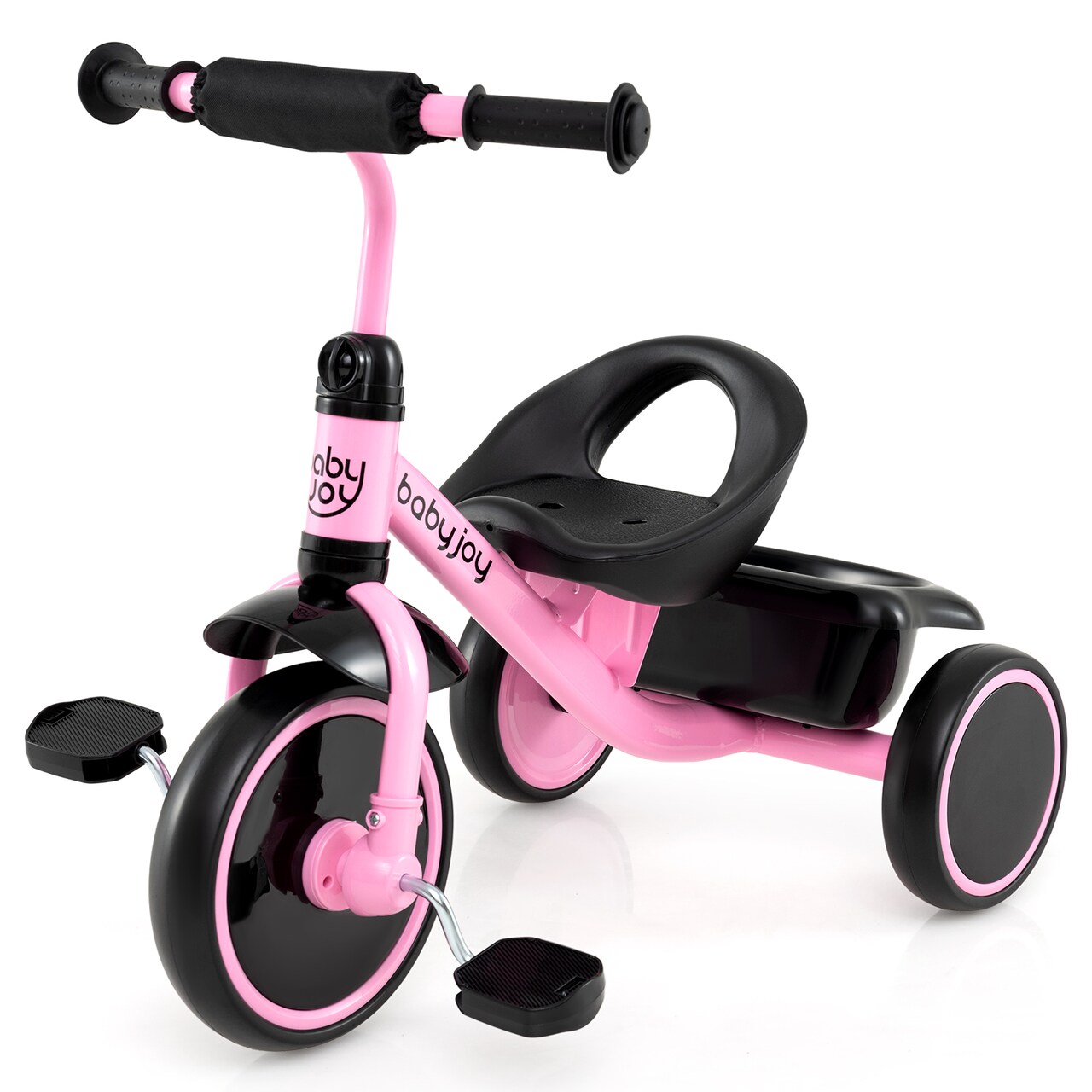 Metal Tricycle Kids Trike with Adjustable Seat and Storage Basket for Ages 3-5 Years